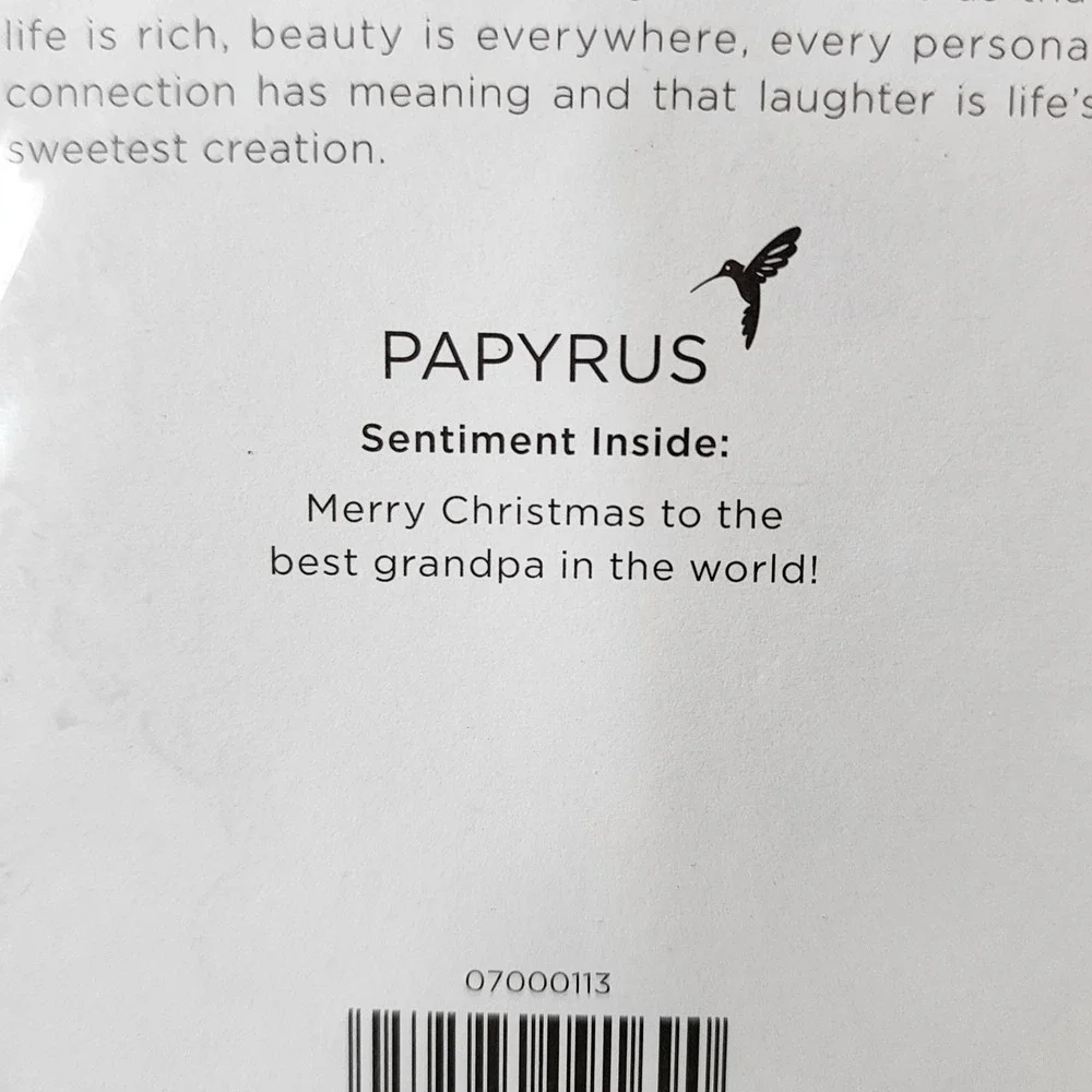 Papyrus Christmas Card for Grandpa Polar Bear Santa Hat 3D Pom Pom 07000113